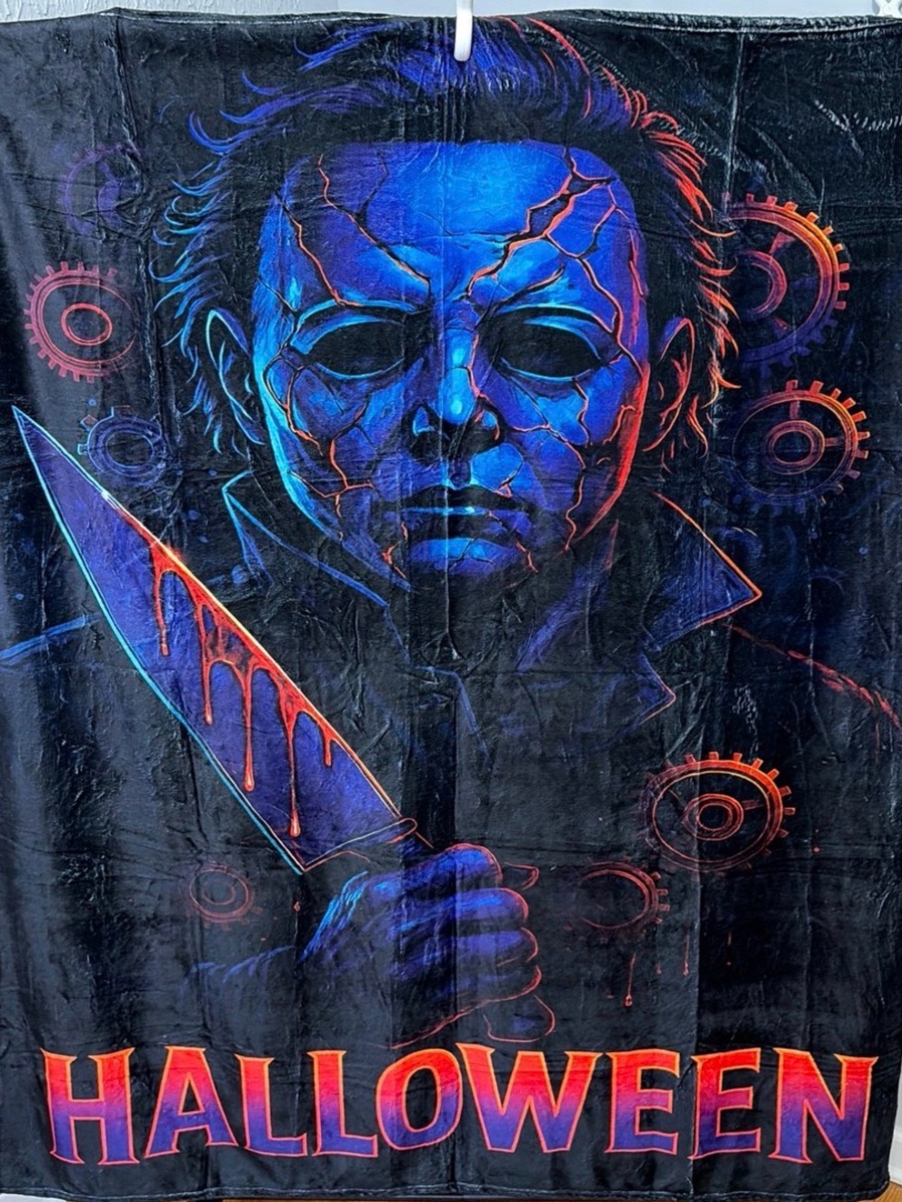 Halloween Graphic Throw Blanket in Black & Blue